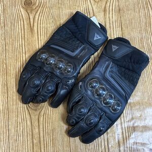 Dainese Short Leather Motorcycle Gloves Carbon Fiber Knuckles XL 9.5 Black